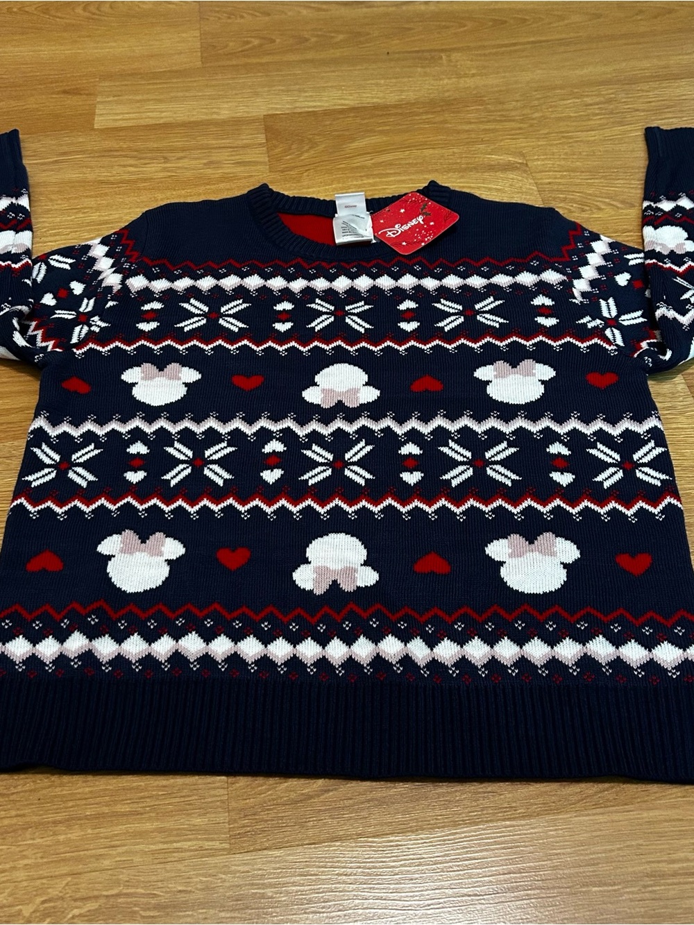Disney NWT Navy Blue Minnie Mouse Girls Holiday Sweater Size 7/8